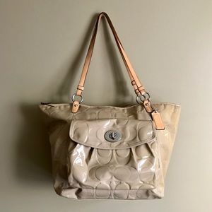 Coach Tan Patent Leather Tote Bag
